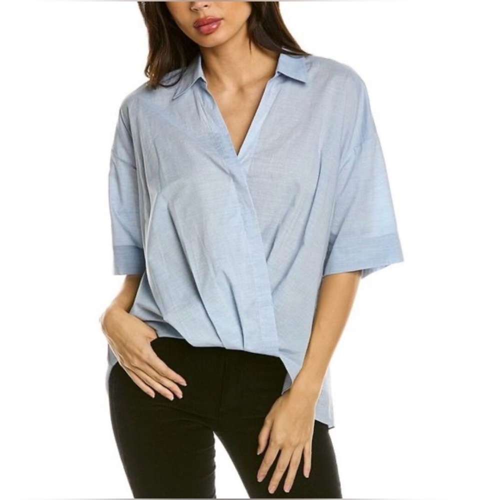 Women's Light Blue Collared Top